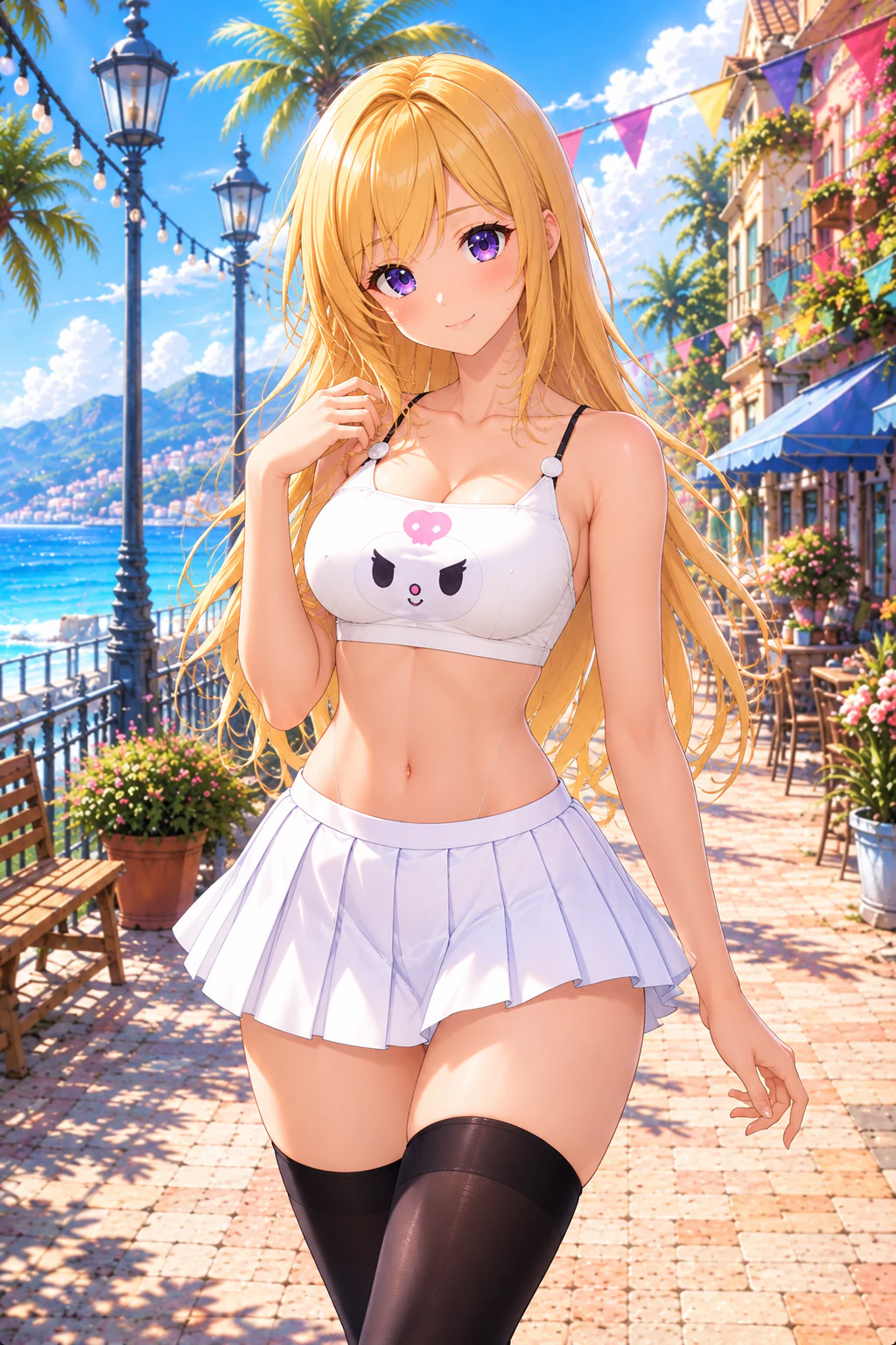 Rosetta on a sunlit coastal promenade